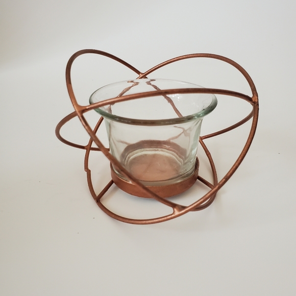 GEOMETRIC/ABSTRACT METAL AND GLASS Candle Holder - Picture 3 of 4